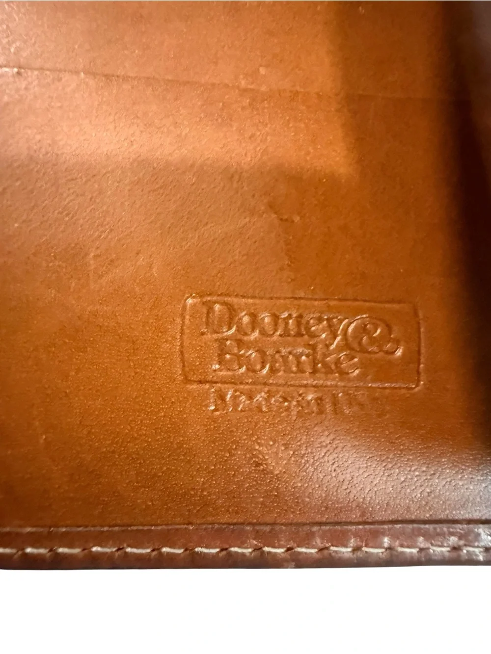 Vintage Dooney & Bourke Black Pebbled Leather Wallet with Brown Trim